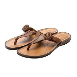 Rockport Brown Women's Leather Sandals w Decorative Buckle 8.5 W